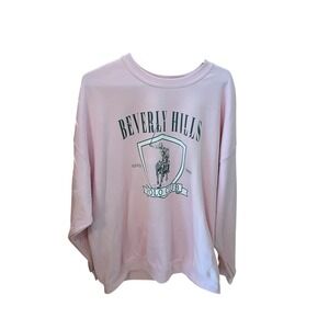 Gildan Heavy Blend Polo Beverly‎ Hills Pink Crewneck Sweatshirt Women's Size 2XL
